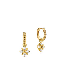Load image into Gallery viewer, Petite Modern Renaissance Pyramid Drop Earrings in 18K Yellow Gold with Diamonds, 18.8mm
