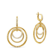 Load image into Gallery viewer, Crossover Trio Drop Earrings in 18K Yellow Gold with Diamonds, 35mm
