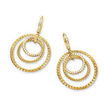Load image into Gallery viewer, Crossover Trio Drop Earrings in 18K Yellow Gold with Diamonds, 35mm
