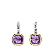 Load image into Gallery viewer, Albion Drop Earrings in Sterling Silver with 18K Yellow Gold and Amethyst, 10mm
