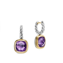 Load image into Gallery viewer, Albion Drop Earrings in Sterling Silver with 18K Yellow Gold and Amethyst, 10mm
