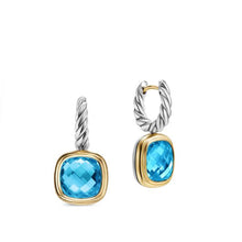 Load image into Gallery viewer, Albion Drop Earrings in Sterling Silver with 18K Yellow Gold and Blue Topaz, 10mm
