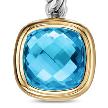 Load image into Gallery viewer, Albion Drop Earrings in Sterling Silver with 18K Yellow Gold and Blue Topaz, 10mm
