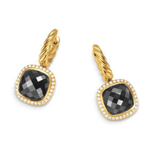 Load image into Gallery viewer, Albion Drop Earrings in 18K Yellow Gold with Black Onyx and Diamonds, 10mm
