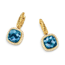 Load image into Gallery viewer, Albion Drop Earrings in 18K Yellow Gold with Hampton Blue Topaz and Diamonds, 10mm
