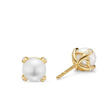 Load image into Gallery viewer, Pearl Classics Stud Earrings in 18K Yellow Gold and Diamonds, 6.6mm

