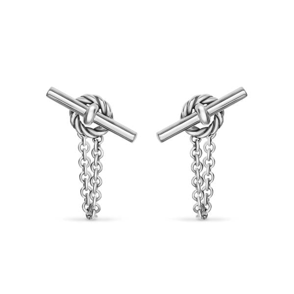 DY Mercer Petite Toggle Chain Stud Earrings in Sterling Silver, 38.2mm