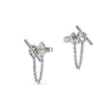 Load image into Gallery viewer, DY Mercer Petite Toggle Chain Stud Earrings in Sterling Silver, 38.2mm
