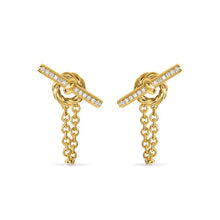 Load image into Gallery viewer, DY Mercer Petite Toggle Stud Earrings in 18K Yellow Gold with Diamonds, 38.2mm
