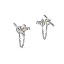 Load image into Gallery viewer, DY Mercer Petite Toggle Chain Stud Earrings in Sterling Silver with Diamonds, 38.2mm
