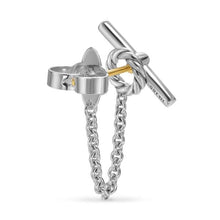 Load image into Gallery viewer, DY Mercer Petite Toggle Chain Stud Earrings in Sterling Silver with Diamonds, 38.2mm
