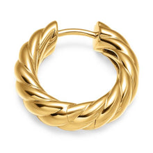 Load image into Gallery viewer, Sculpted Cable Hoop Earrings in 18K Yellow Gold, 18.6mm
