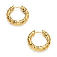 Load image into Gallery viewer, Sculpted Cable Hoop Earrings in 18K Yellow Gold, 18.6mm
