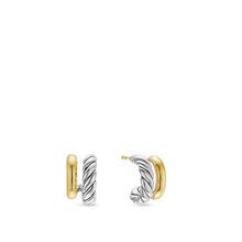 Load image into Gallery viewer, DY Mercer Double Hoop Huggie Earrings in Sterling Silver with 18K Yellow Gold, 13.5mm
