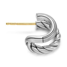 Load image into Gallery viewer, DY Mercer Double Hoop Huggie Earrings in Sterling Silver, 13.5mm
