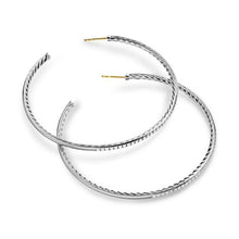 Load image into Gallery viewer, Pave Hoop Earrings in Sterling Silver with Diamonds, 63.5mm
