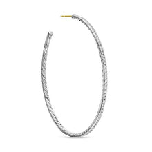 Load image into Gallery viewer, Pave Hoop Earrings in Sterling Silver with Diamonds, 63.5mm
