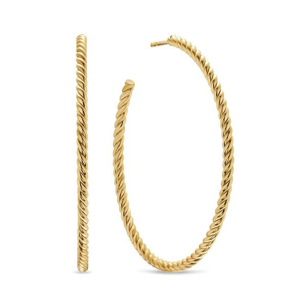 Cable Hoop Earrings in 18K Yellow Gold, 42.3mm