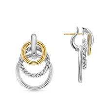 Load image into Gallery viewer, DY Mercer Triple Ring Drop Earrings in Sterling Silver with 18K Yellow Gold, 35.6mm
