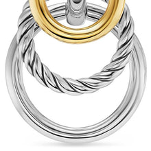 Load image into Gallery viewer, DY Mercer Triple Ring Drop Earrings in Sterling Silver with 18K Yellow Gold, 35.6mm
