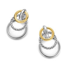 Load image into Gallery viewer, DY Mercer Triple Ring Drop Earrings in Sterling Silver with 18K Yellow Gold, 35.6mm
