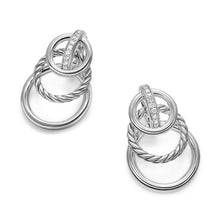 Load image into Gallery viewer, DY Mercer Triple Ring Drop Earrings in Sterling Silver with Diamonds, 35.6mm
