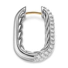 Load image into Gallery viewer, DY Madison Smooth Hoop Earrings in Sterling Silver with Diamonds, 24.3mm
