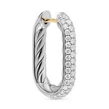 Load image into Gallery viewer, DY Madison Smooth Hoop Earrings in Sterling Silver with Diamonds, 24.3mm
