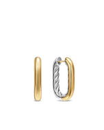 DY Madison  Smooth Hoop Earrings in Sterling Silver with 14K Yellow Gold, 24.3mm