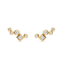 Load image into Gallery viewer, Petite Modern Renaissance Climber Earrings in 18K Yellow Gold with Diamonds, 15mm
