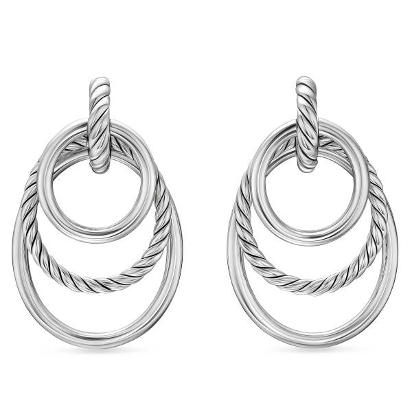 DY Mercer Bold Triple Ring Drop Earrings in Sterling Silver, 48mm