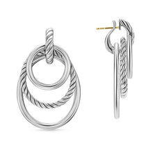 Load image into Gallery viewer, DY Mercer Bold Triple Ring Drop Earrings in Sterling Silver, 48mm
