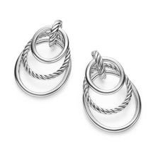 Load image into Gallery viewer, DY Mercer Bold Triple Ring Drop Earrings in Sterling Silver, 48mm

