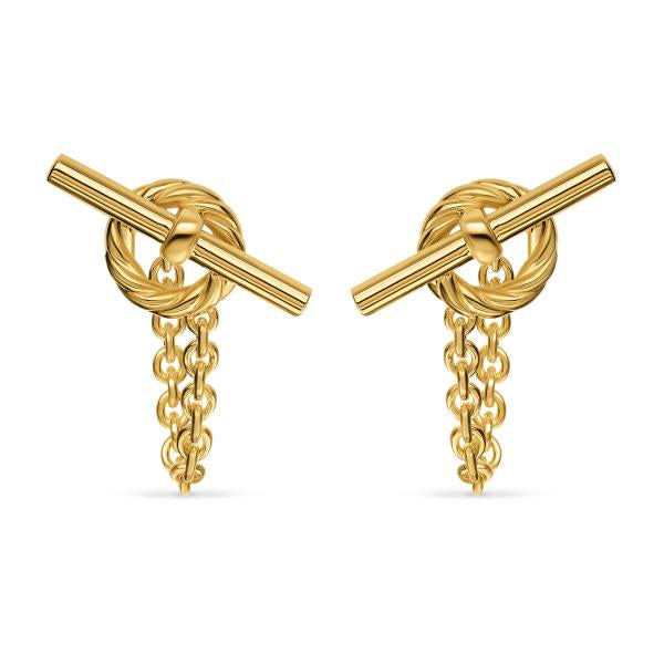 DY Mercer Bold Toggle Chain Stud Earrings in 18K Yellow Gold, 50.4mm