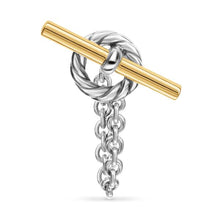Load image into Gallery viewer, DY Mercer Bold Toggle Chain Stud Earrings in Sterling Silver with 18K Yellow Gold, 50.4mm
