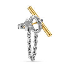 Load image into Gallery viewer, DY Mercer Bold Toggle Chain Stud Earrings in Sterling Silver with 18K Yellow Gold, 50.4mm
