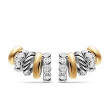 Load image into Gallery viewer, DY Mercer  Multi Hoop Climber Earrings in Sterling Silver with 18K Yellow Gold and Diamonds, 20.6mm
