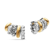 Load image into Gallery viewer, DY Mercer  Multi Hoop Climber Earrings in Sterling Silver with 18K Yellow Gold and Diamonds, 20.6mm
