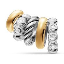 Load image into Gallery viewer, DY Mercer  Multi Hoop Climber Earrings in Sterling Silver with 18K Yellow Gold and Diamonds, 20.6mm

