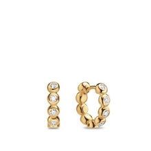 Load image into Gallery viewer, Bezel Set Hoop Earrings in 18K Yellow Gold with Diamonds, 13.4mm
