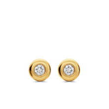Load image into Gallery viewer, Bezel Set Stud Earrings in 18K Yellow Gold with Diamonds, 6.4mm
