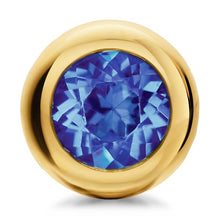 Load image into Gallery viewer, Bezel Set Stud Earrings in 18K Yellow Gold with Tanzanite, 6.6mm
