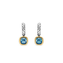 Load image into Gallery viewer, DY Mercer  Color Drop Earrings in Sterling Silver with 14K Yellow Gold and Hampton Blue Topaz, 6mm
