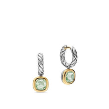 Load image into Gallery viewer, DY Mercer  Color Drop Earrings in Sterling Silver with 14K Yellow Gold and Prasiolite, 6mm
