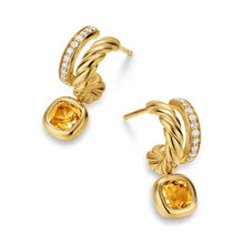 Load image into Gallery viewer, DY Mercera Color Two Row Drop Earrings in 18K Yellow Gold with Citrine and Diamonds, 19.5mm

