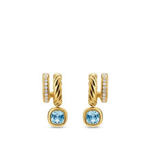 Load image into Gallery viewer, DY Mercera Color Two Row Drop Earrings in 18K Yellow Gold with Tanzanite and Diamonds, 19.5mm
