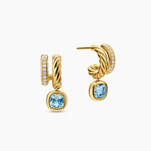 Load image into Gallery viewer, DY Mercera Color Two Row Drop Earrings in 18K Yellow Gold with Tanzanite and Diamonds, 19.5mm
