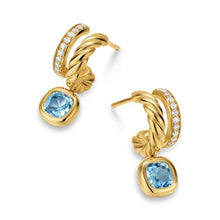 Load image into Gallery viewer, DY Mercera Color Two Row Drop Earrings in 18K Yellow Gold with Tanzanite and Diamonds, 19.5mm

