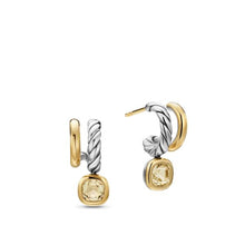 Load image into Gallery viewer, DY Mercer Color Two Row Drop Earrings in Sterling Silver with 18K Yellow Gold and Champagne Citrine, 19.5mm
