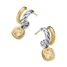 Load image into Gallery viewer, DY Mercer Color Two Row Drop Earrings in Sterling Silver with 18K Yellow Gold and Champagne Citrine, 19.5mm
